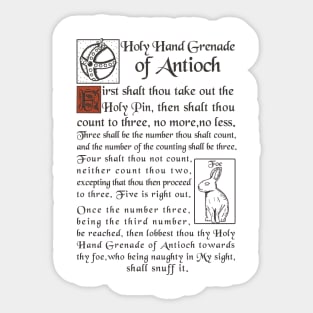 Holy Hand Grenade Script Sticker